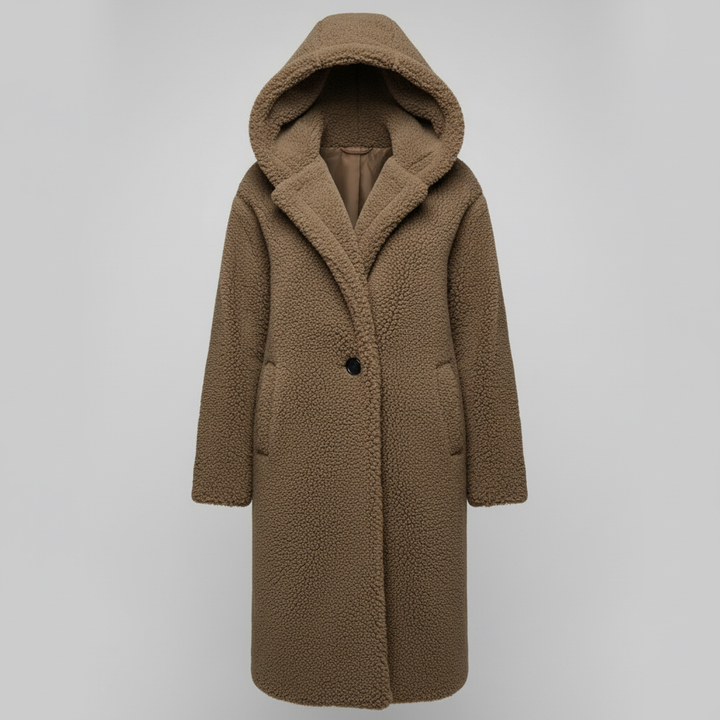Modischer Teddy Mantel Damen Komfort Langer Mantel Kapuze | Drune