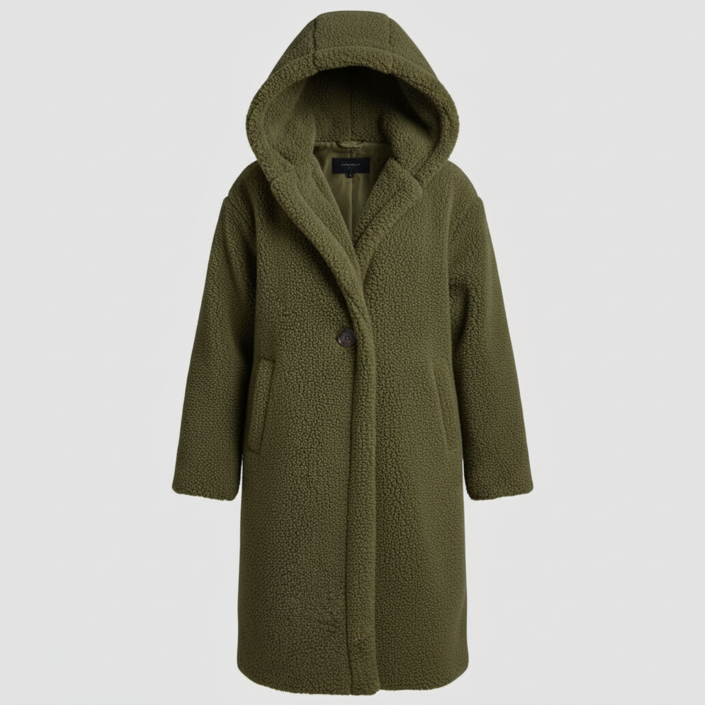 Modischer Teddy Mantel Damen Komfort Langer Mantel Kapuze | Drune