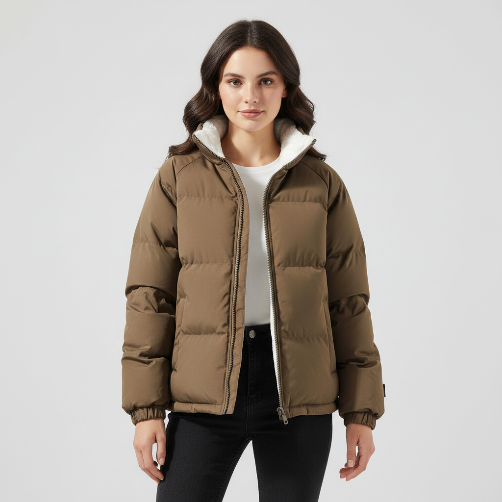 Warm Fleecegefüttert Leicht Pufferjacke Damen | Drune