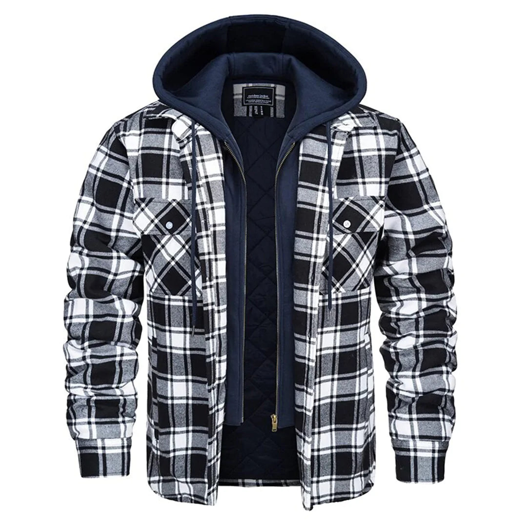 Drune | Karierte Jacke mit Kapuze für Herren