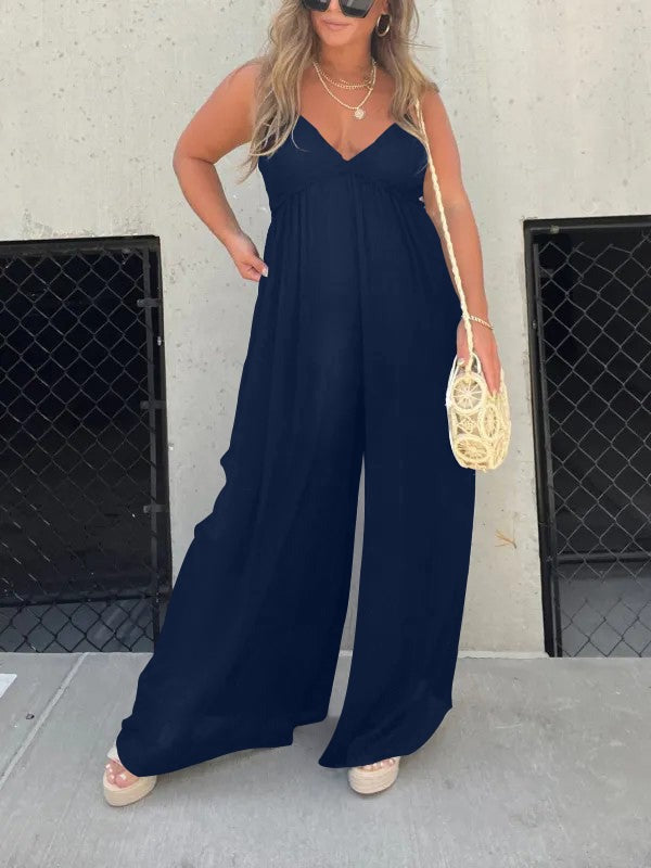 Drune | Jumpsuit mit V-Ausschnitt und Breiten Trägern