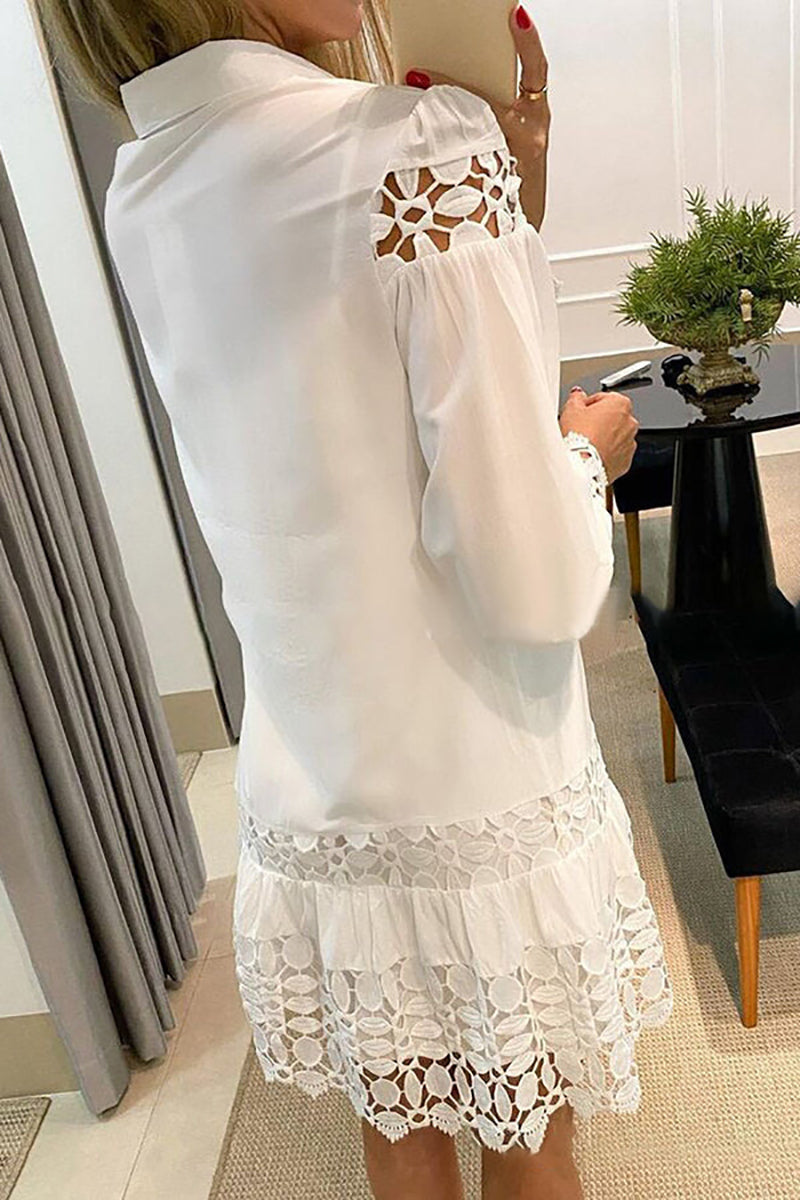 Drune | Eine Schüssel für Mich Selbst Spitzen Patchwork Shirt Kleid