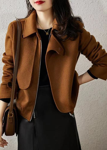 Drune | Schokoladen asymmetrische Patchwork-Wollmäntel