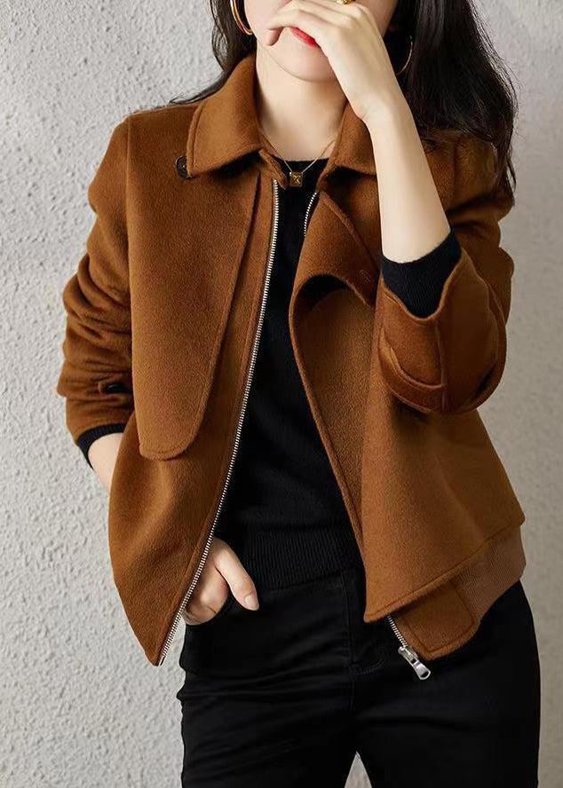Drune | Schokoladen asymmetrische Patchwork-Wollmäntel