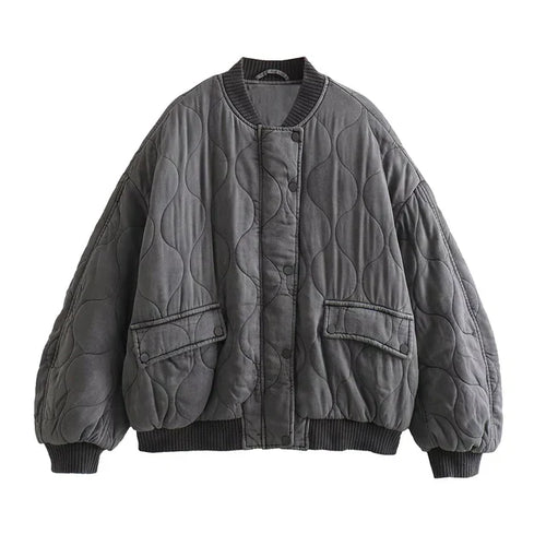 Drune | Locker sitzende graue Bomberjacke für Frauen