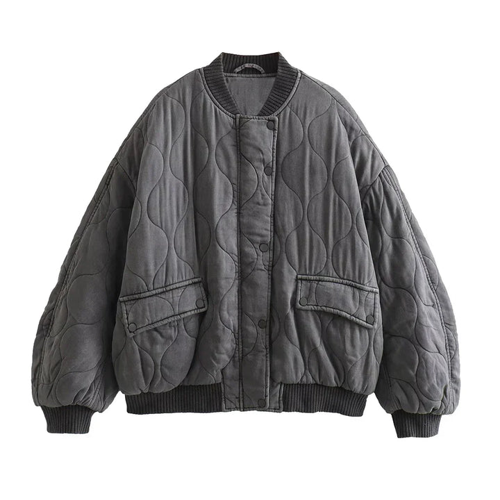 Drune | Damen Oversized Graue Bomberjacke