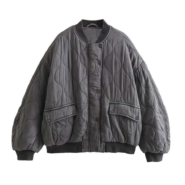Drune | Lockere Graue Bomberjacke Für Damen