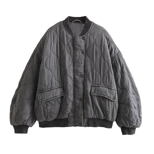 Drune | Lockere Graue Bomberjacke Für Damen