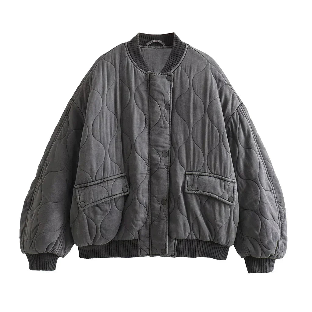 Drune | Graue Bomberjacke Damen - Lässig, Trendy & Bequem