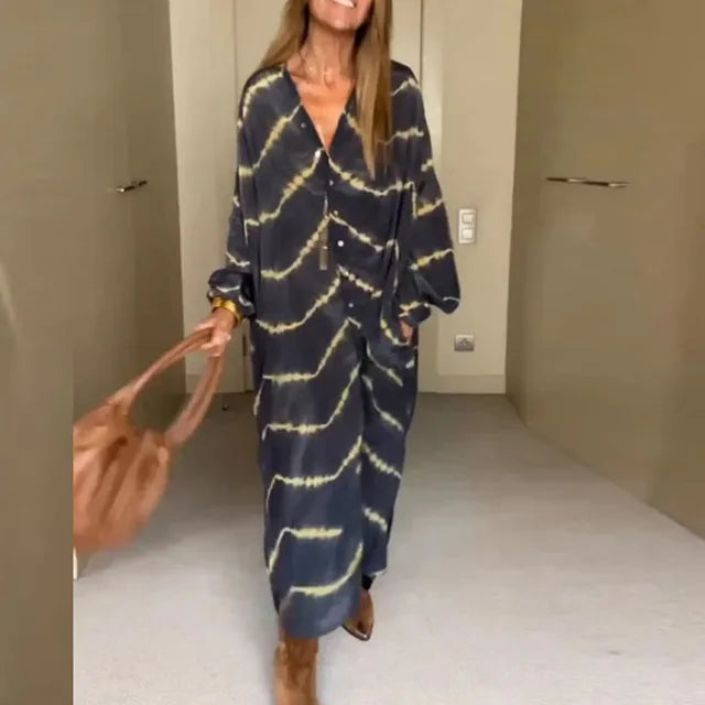Drune | Boho Lange Kleid mit Gestreiftem Druck