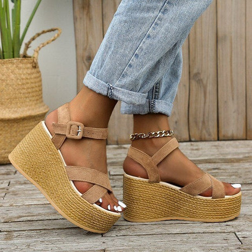 Drune | Bequeme Trendy Keilabsatz Damen Sandalen Mit Hohem Absatz