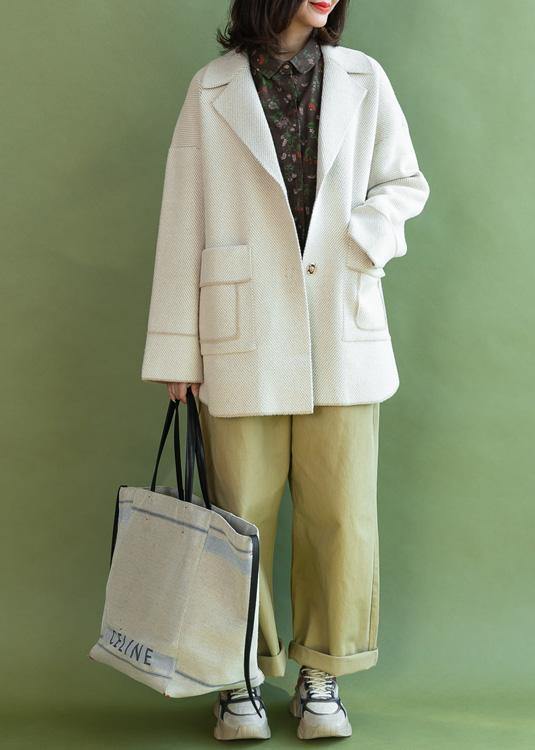 Drune | lässige Midi-Längen Mäntel Winteroberbekleidung beige Taschen Wolljacken