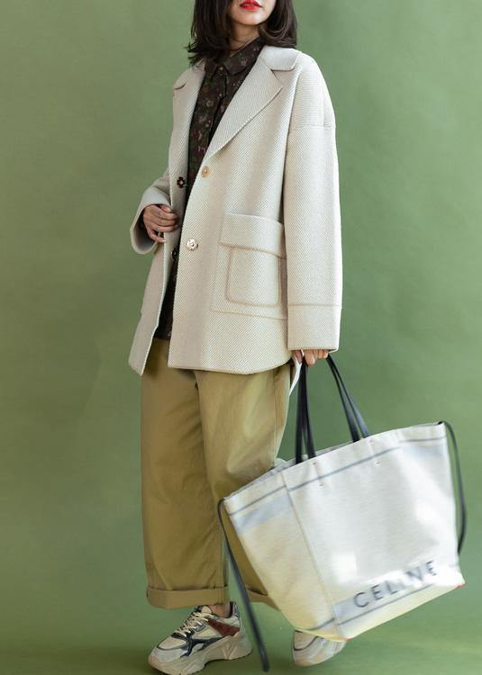 Drune | lässige Midi-Längen Mäntel Winteroberbekleidung beige Taschen Wolljacken