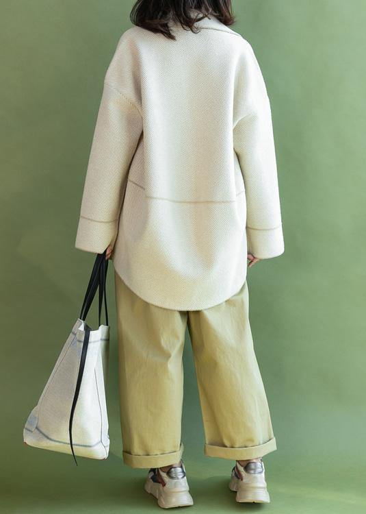 Drune | lässige Midi-Längen Mäntel Winteroberbekleidung beige Taschen Wolljacken