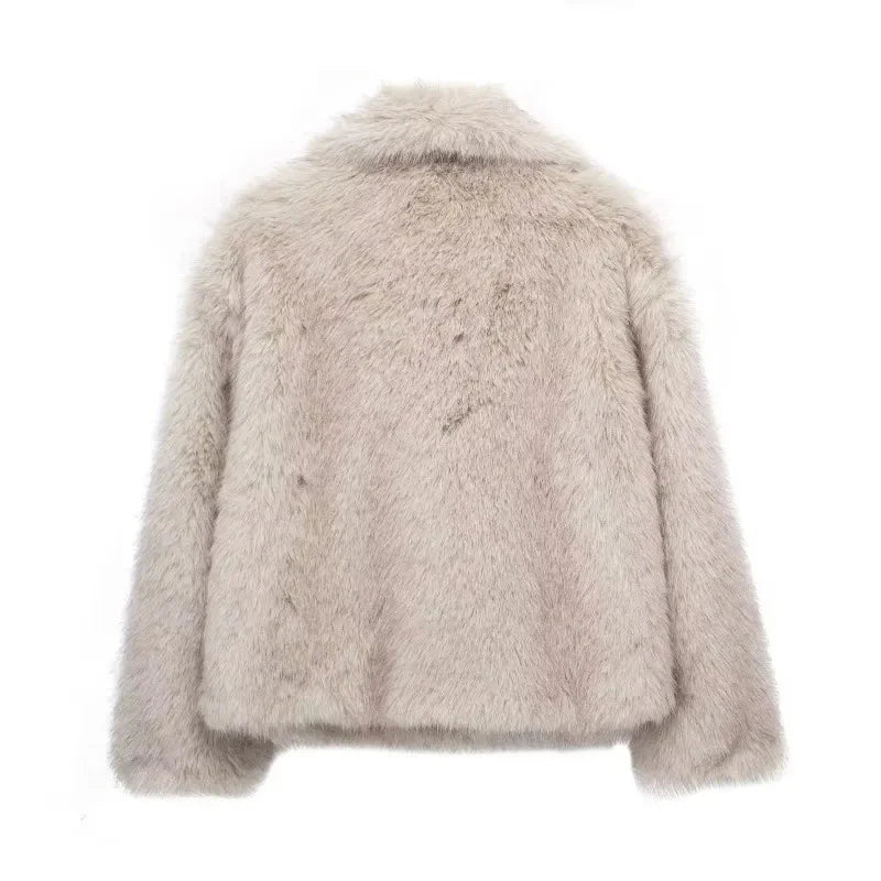 Drune | Pelzjacke Kurz Kunstpelz Fluffy Jacke Frauen Winterjacke