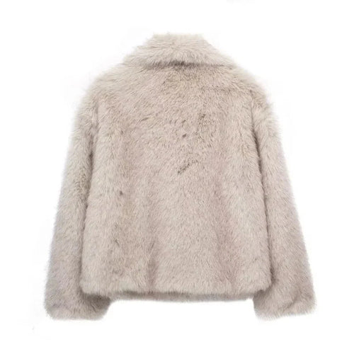 Drune | Pelzjacke Kurz Kunstpelz Fluffy Jacke Frauen Winterjacke