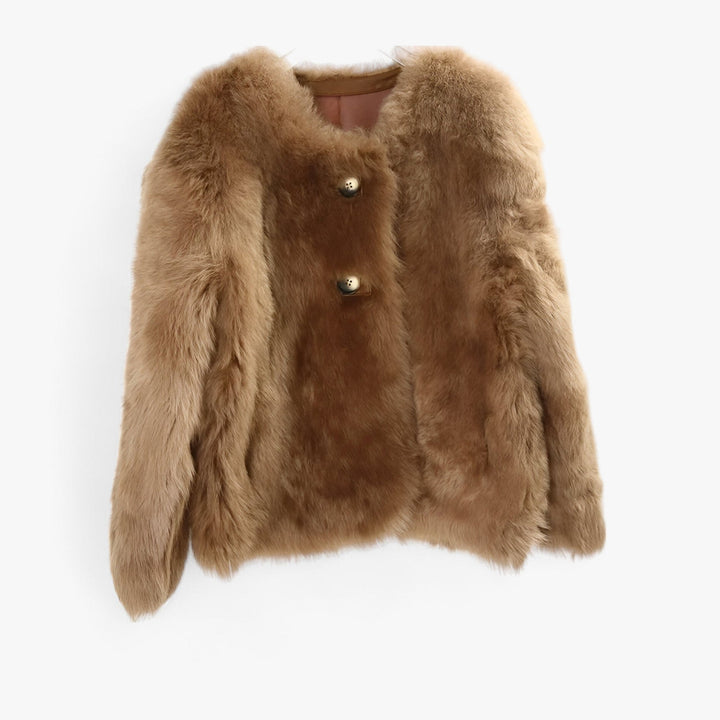Drune | Pelzjacke Kurz Runder Ausschnitt Pelzweste Pelzjacke für Frauen