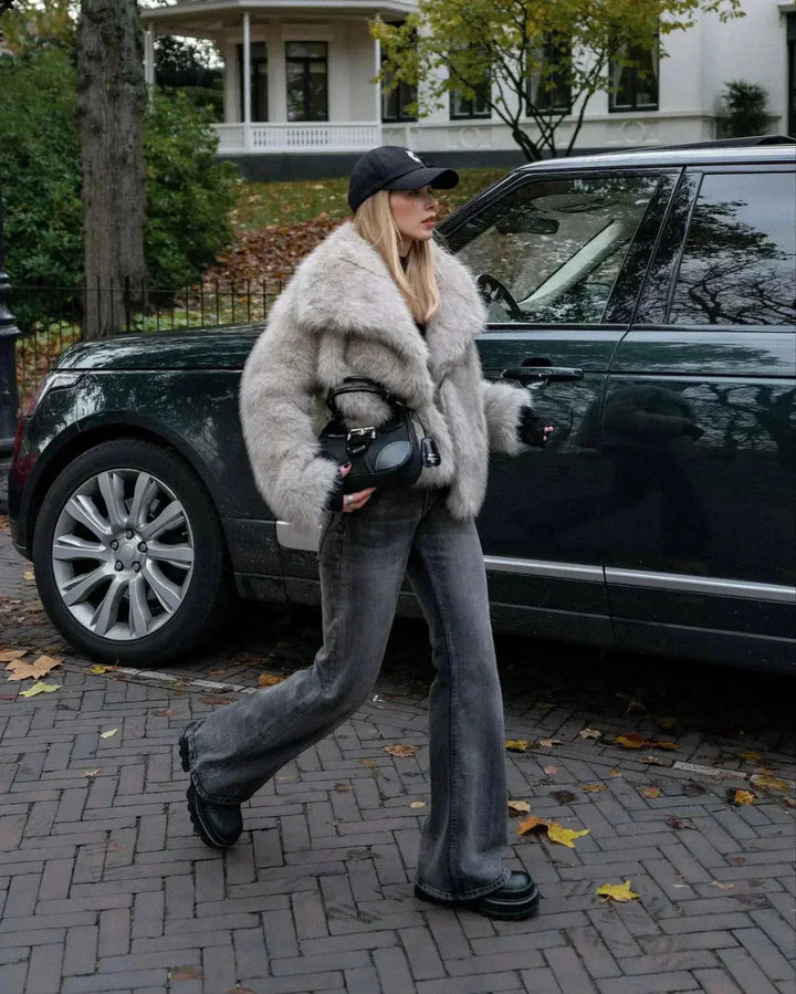 Drune | Jacke Kurz Flurry Synthetischer Pelzmantel Flauschige Jacke Damen