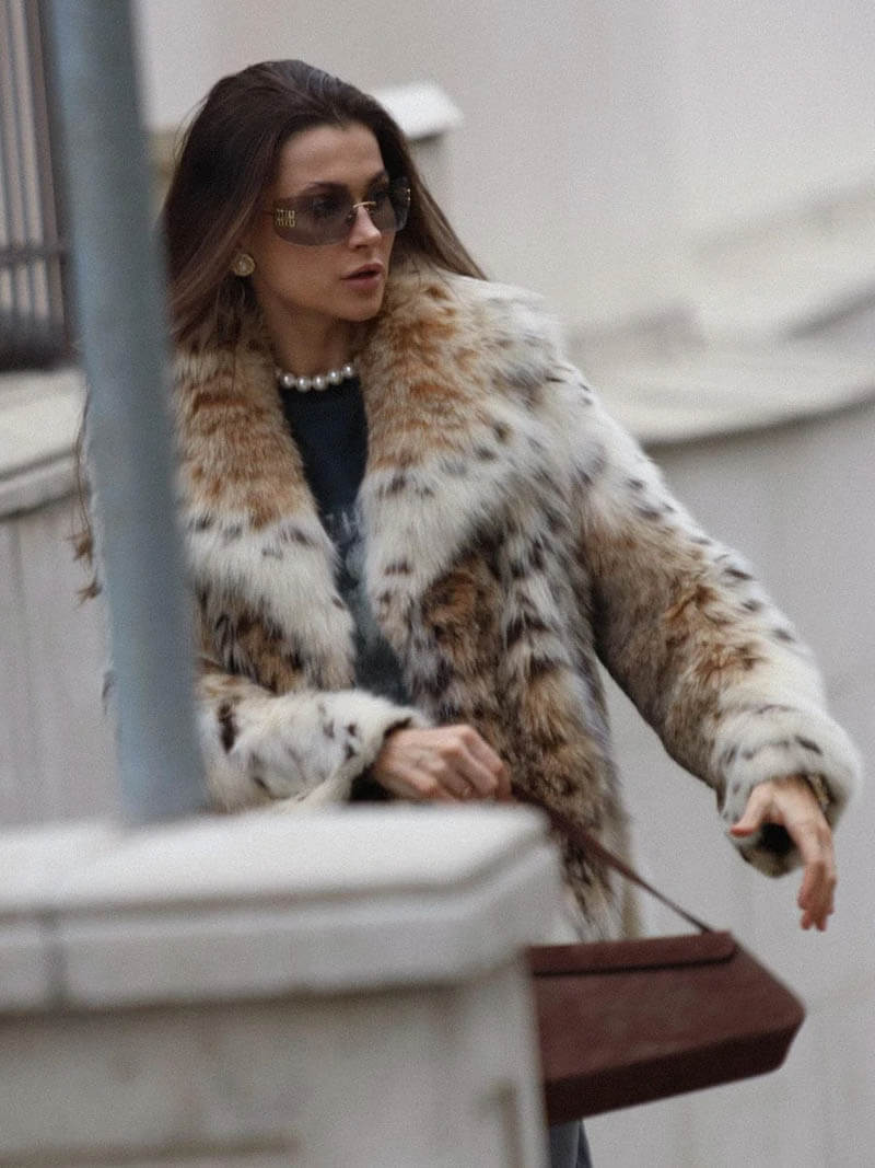 Drune | Jacke Leopard Kurz Fluffy Jacke Frauen Winterjacke