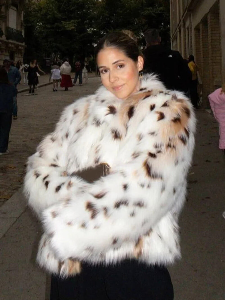 Drune | Jacke Leopard Kurz Fluffy Jacke Frauen Winterjacke