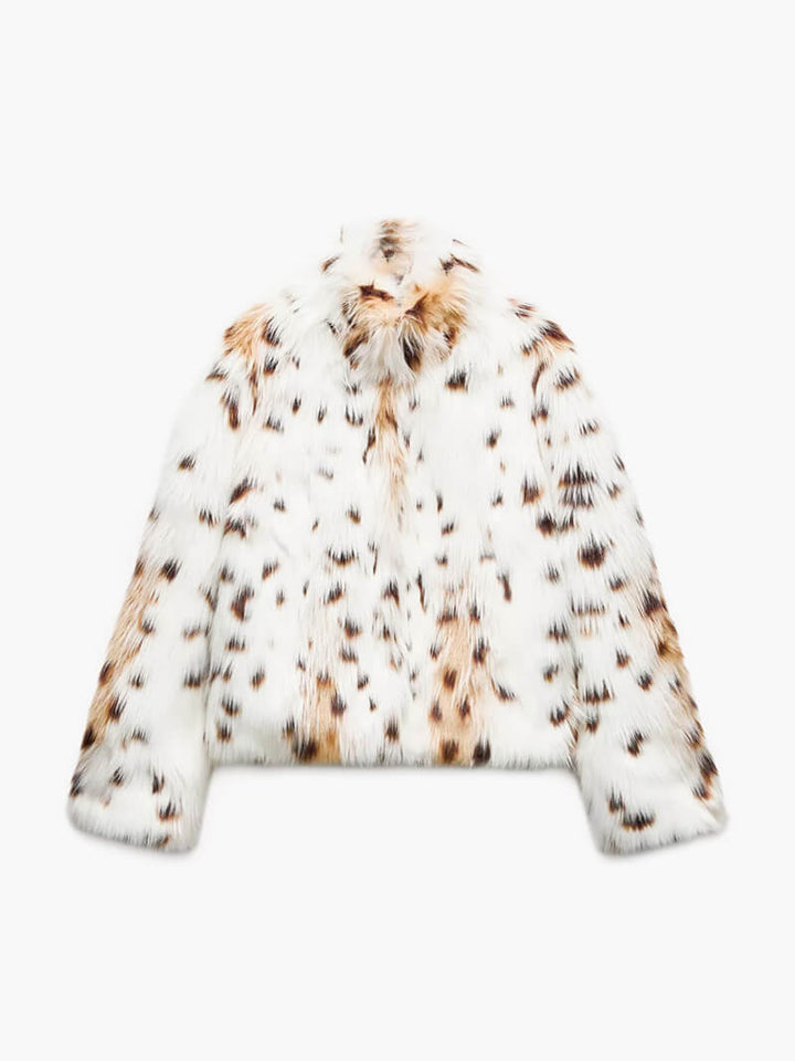 Drune | Jacke Leopard Kurz Fluffy Jacke Frauen Winterjacke