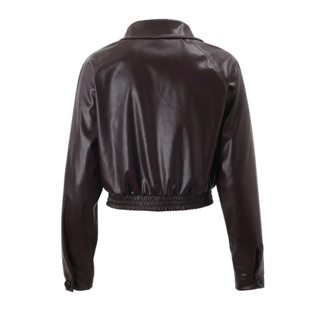 Drune - Damen kurze Kunstlederjacke