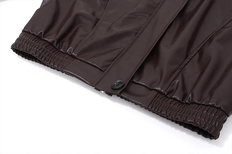 Drune - Damen kurze Kunstlederjacke