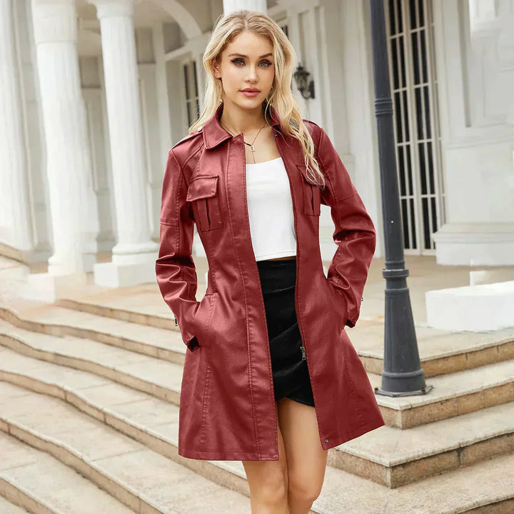 Drune | Lederjacke Halb Lang Gürtel Lange Lederjacke Lederjacke Frauen
