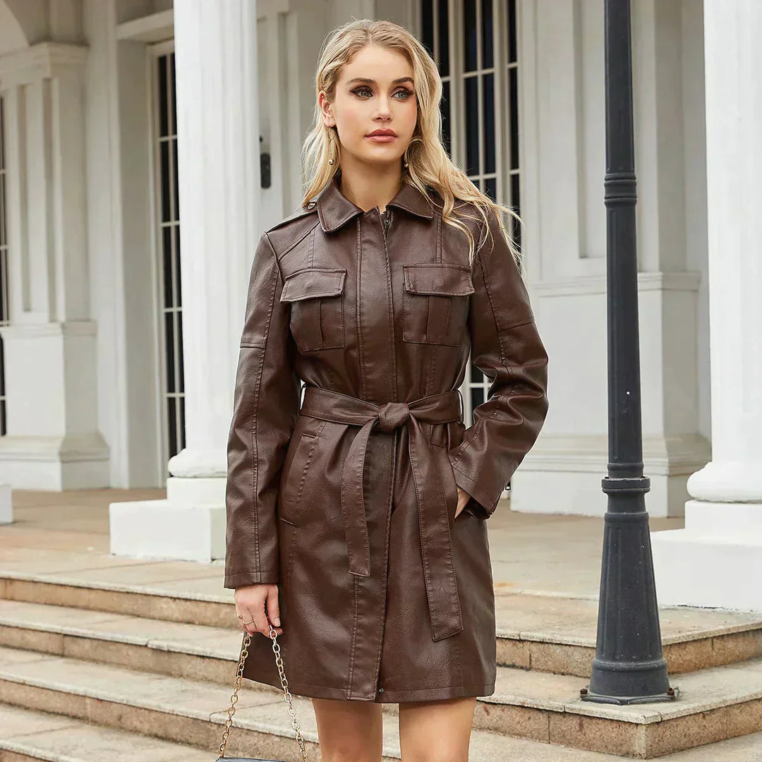 Drune | Lederjacke Halb Lang Gürtel Lange Lederjacke Lederjacke Frauen
