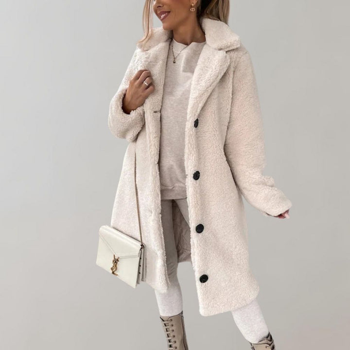 Drune | Lange Teddy Jacke mit Knöpfen für Damen Amanda