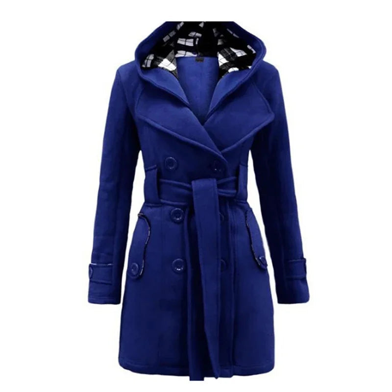 Drune | Warmer Damen Trenchcoat Winterjacke mit Kapuze