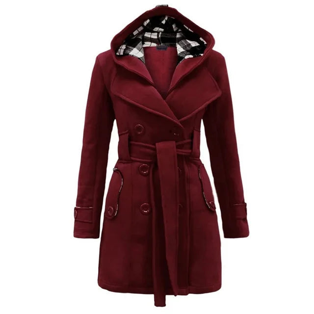 Drune | Warmer Damen Trenchcoat Winterjacke mit Kapuze