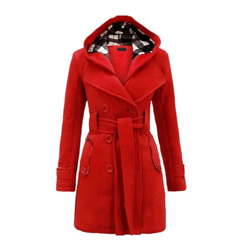 Drune | Warmer Damen Trenchcoat Winterjacke mit Kapuze