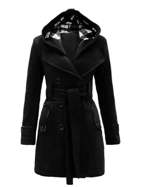 Drune | Warmer Damen Trenchcoat Winterjacke mit Kapuze