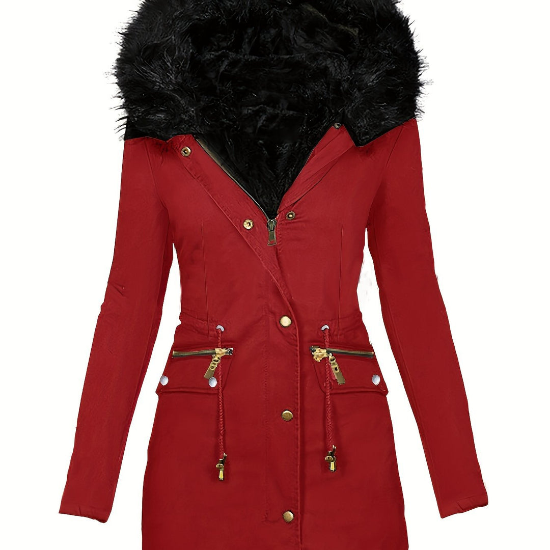 Drune | Damen Winterparka mit Kapuze und Kunstpelzkragen