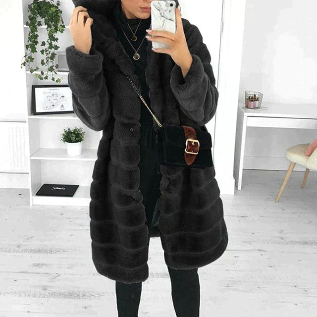 Drune | Winter Langjacke - Kapuzen-Design mit Flauschiger Textur