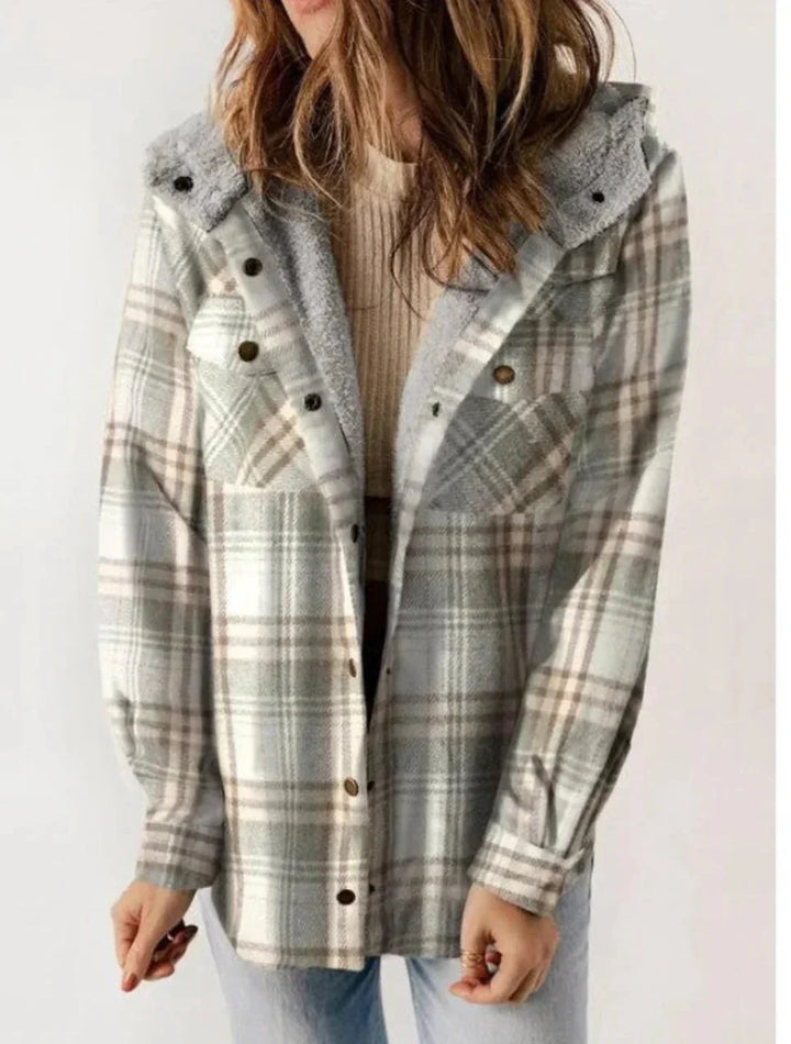 Drune | Karomuster Kapuze Fleece Gefütterte Jacke Damenjacke
