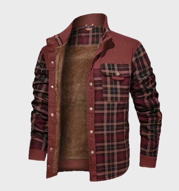 Drune | Fleece Gefüttert Karos Flanelljacke Herrenbekleidung