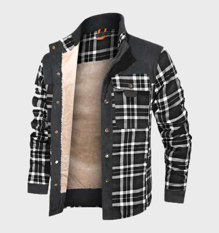 Drune | Fleece Gefüttert Karos Flanelljacke Herrenbekleidung