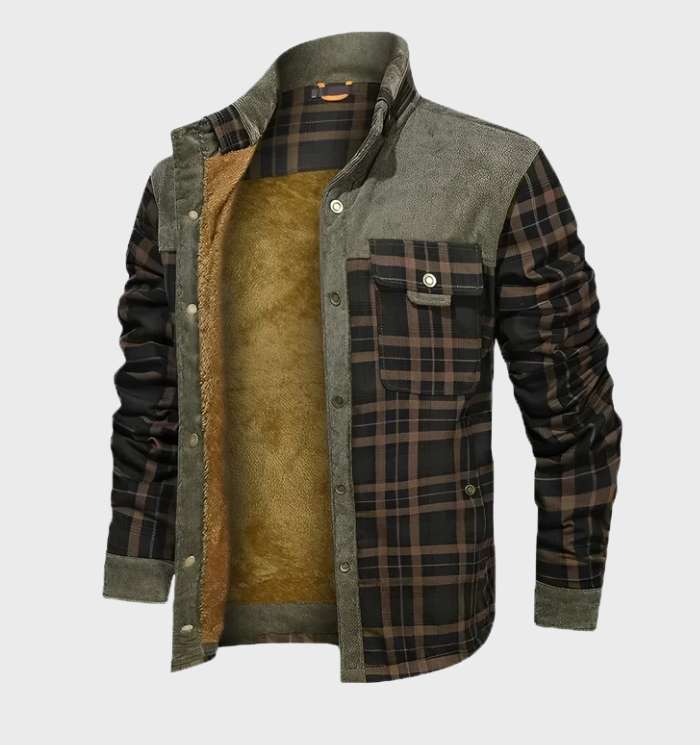 Drune | Fleece Gefüttert Karos Flanelljacke Herrenbekleidung
