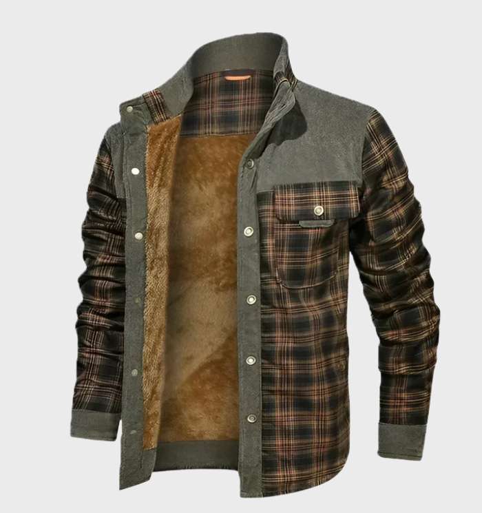 Drune | Fleece Gefüttert Karos Flanelljacke Herrenbekleidung