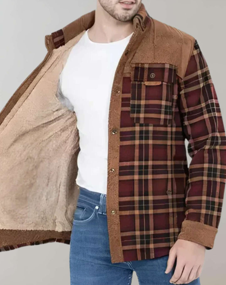 Drune | Fleece Gefüttert Karos Flanelljacke Herrenbekleidung
