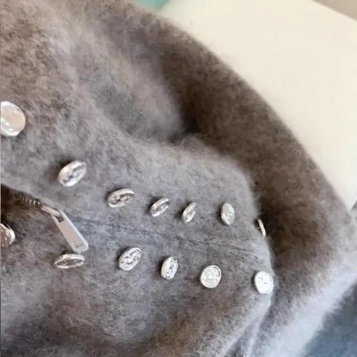 Drune | Flauschiger Strickmantel für Frauen mit Reißverschluss