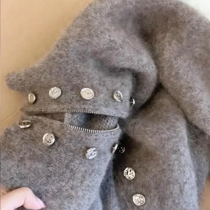 Drune | Flauschiger Strickmantel für Frauen mit Reißverschluss