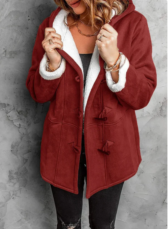 Drune | Gefütterte Jacke Kapuze Halb Lang Winterjacke Damenjacke