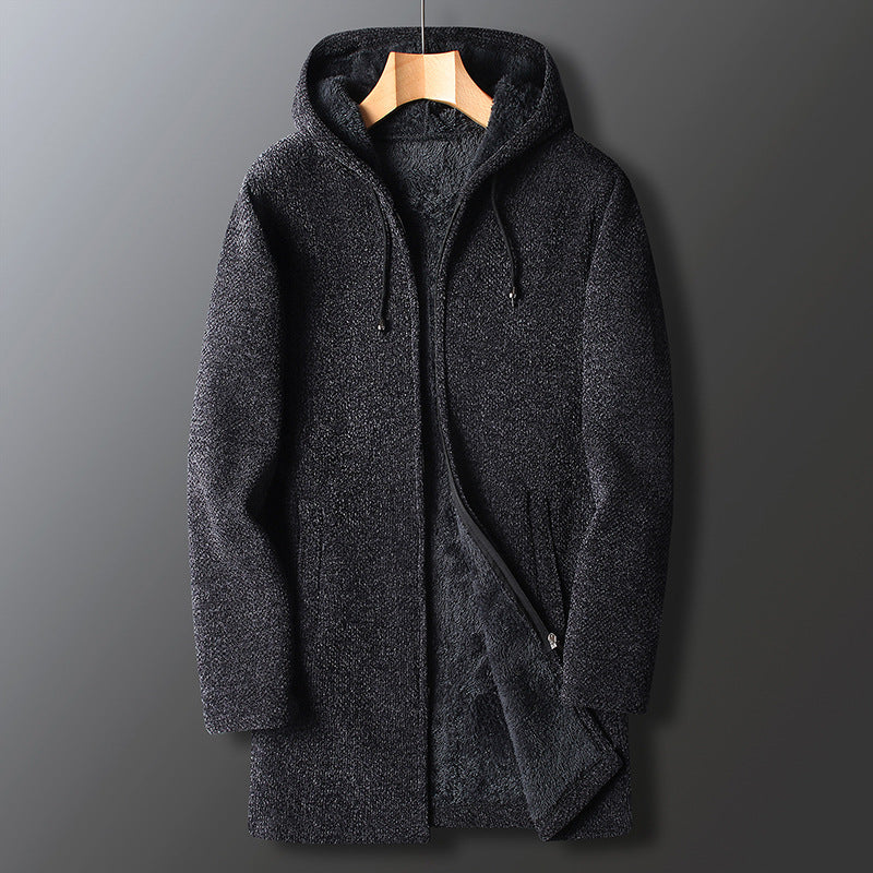 Drune | Fleecejacke für Herren, mit Kapuze - Lange Länge
