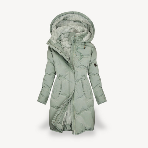 Drune | Damen Lange Pufferjacke mit Kapuze und Weichem Futter