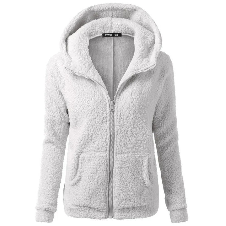 Drune | Damen Fleece Winterjacke mit Kapuze und Reißverschluss