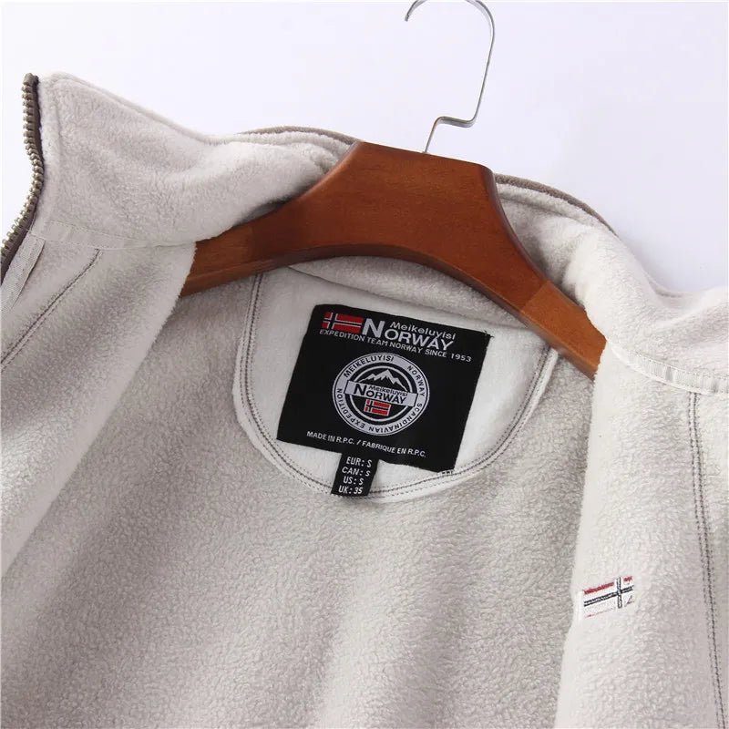 Drune | Lange Ärmel Fleece mit Reißverschluss Fleece Weste Jacke