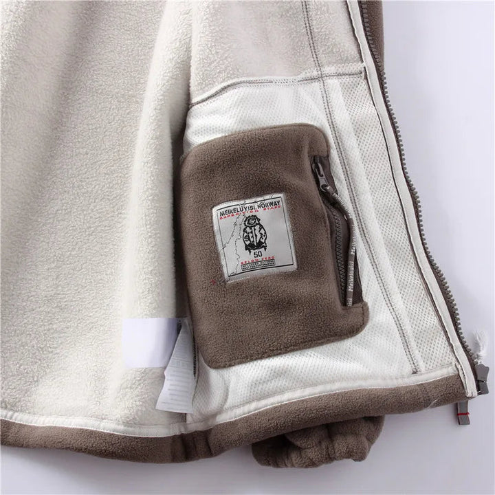 Drune | Lange Ärmel Fleece mit Reißverschluss Fleece Weste Jacke